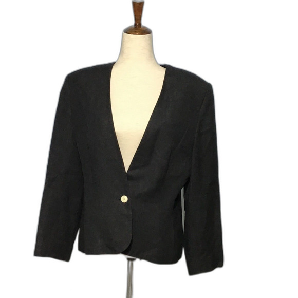 Talbots Classic Black One-Button Blazer Size 12 - Picture 1 of 9